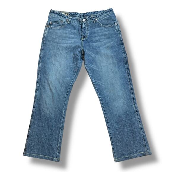 Vintage Y2K Rock & Republic Jeans Mens Blue Faded Straight Leg Embroidered 36/30 - Picture 1 of 8